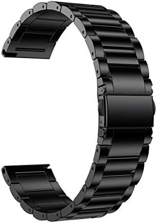 LDFAS Edelstahl-Armband für Fossil 22mm – Quick-Release-Metall-Strap mit schwarzer Schließe