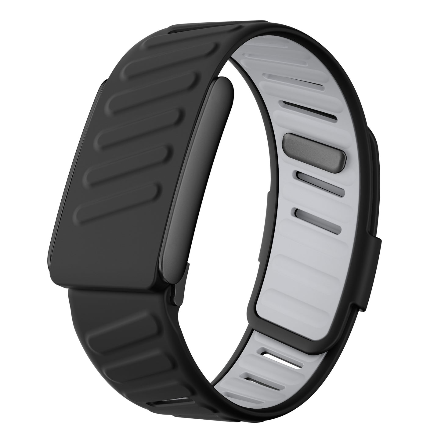 LDFAS silicone sport band for Whoop 5.0 and MG, black with light gray inner lining, Fast Link clasp