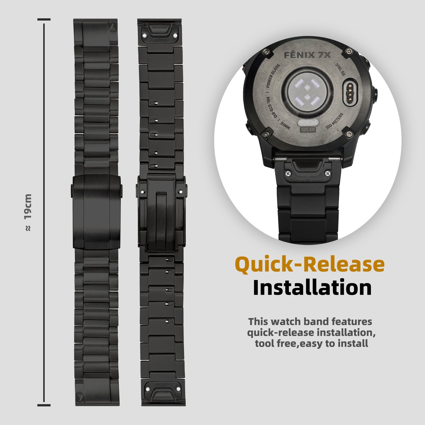 LDFAS Adjustable Buckle Titanium Band 22mm for Garmin Fenix 8/7 Pro/6 Pro/5 Plus, Epix Gen 2/Pro 47mm, Instinct 2（SSR）