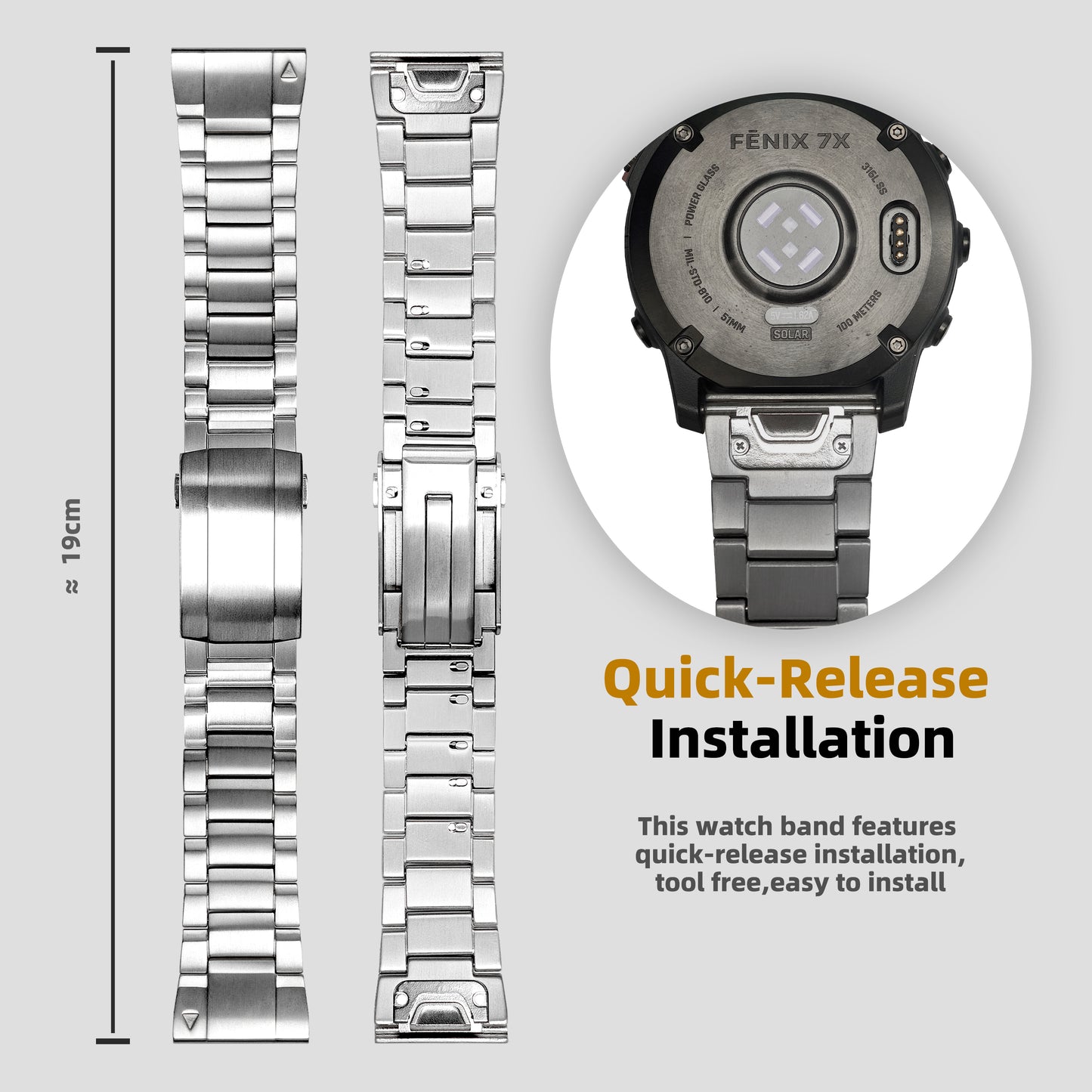 LDFAS Adjustable Buckle Titanium Band 26mm for Garmin Fenix 8/7X/6X Pro/5X Plus（SSR）