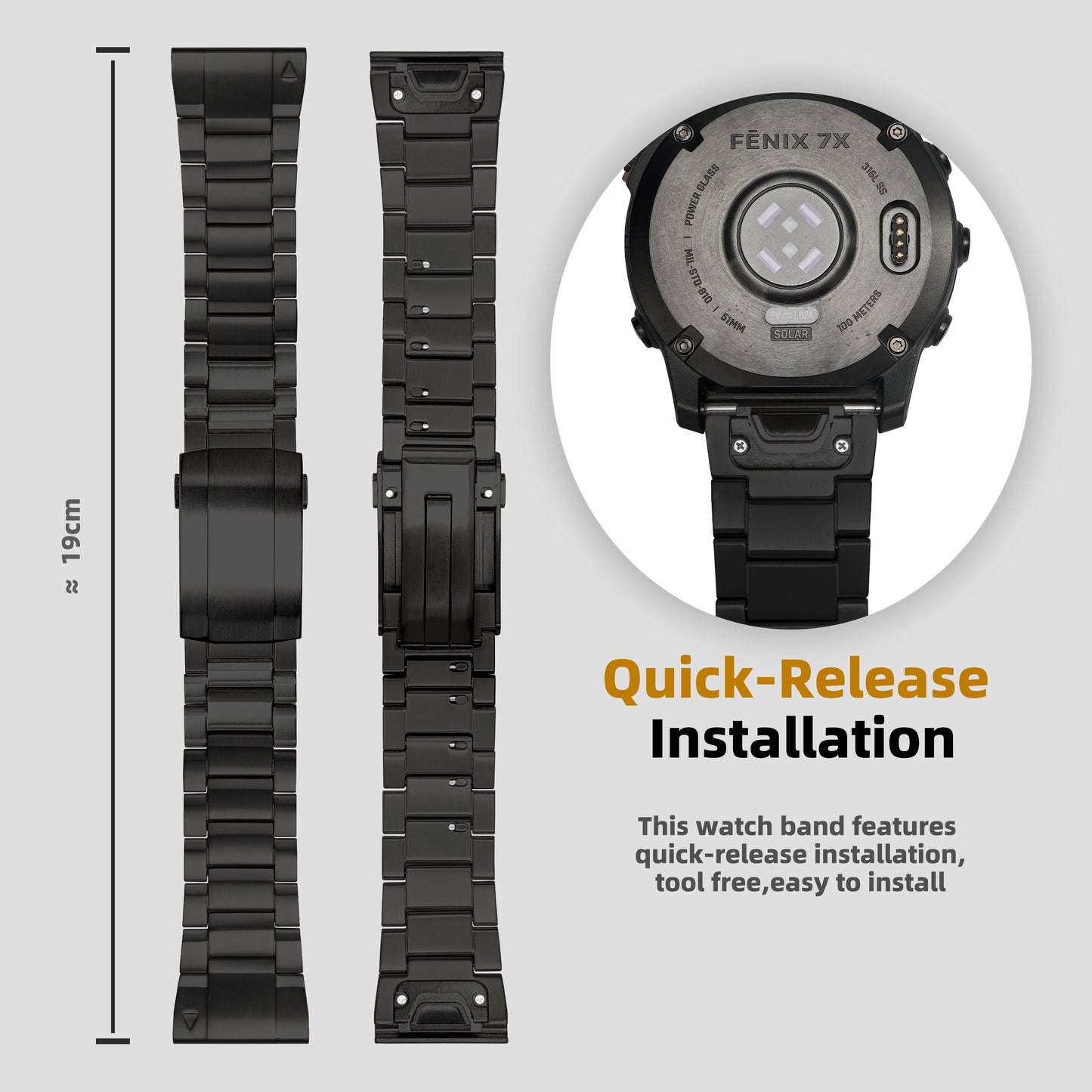 LDFAS Adjustable Buckle Titanium Band 26mm for Garmin Fenix 8/7X/6X Pro/5X Plus（SSR）
