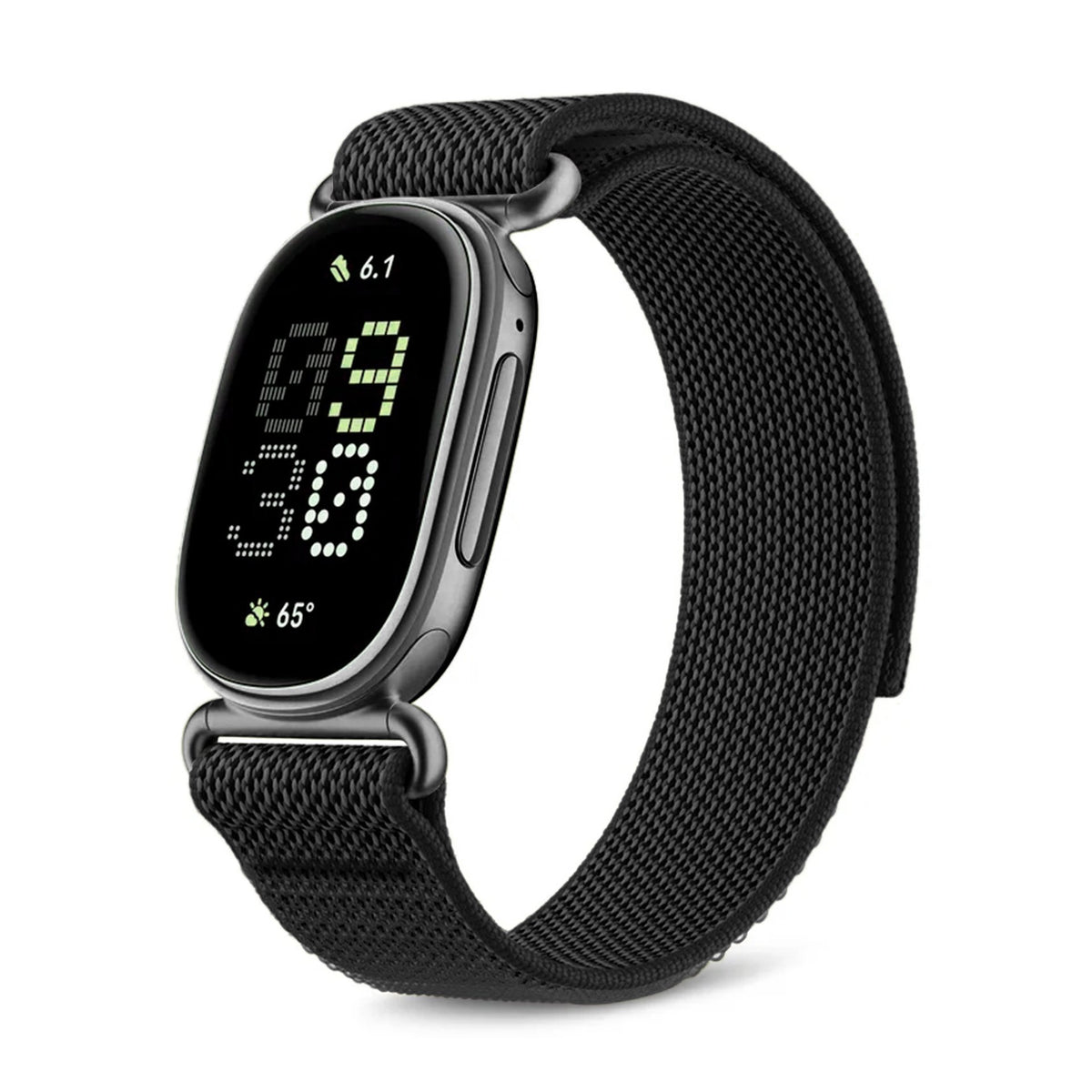 LDFAS Nylon Elastic Band for Fitbit Edge in Black on wrist