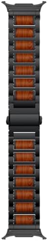 LDFAS Holz-Sandelholz-Metallband für Galaxy Watch Ultra 2 – Premium-Edelstahl-Ersatzband, Schwarz