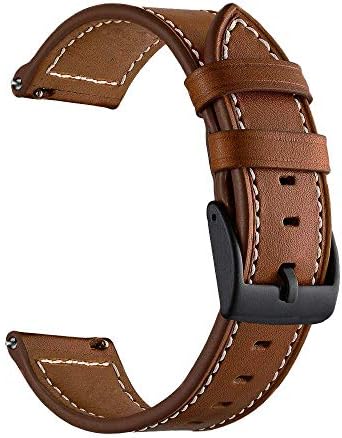 LDFAS Leather Watch Band for Fossil 22mm - 2 Pack Quick Release Strap with Black Buckle