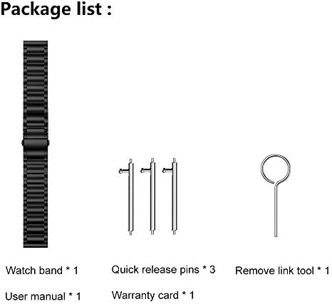 LDFAS Stainless Steel Watch Band for Fossil 22mm - Quick Release Metal Strap with Black Clasp