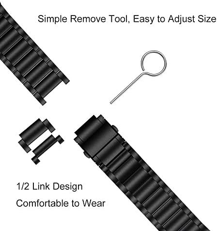 LDFAS Stainless Steel Watch Band for Fossil 22mm - Quick Release Metal Strap with Black Clasp