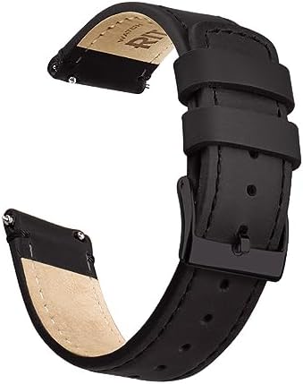LDFAS Leather Watch Band for Fossil 22mm - 2 Pack Quick Release Strap with Black Buckle