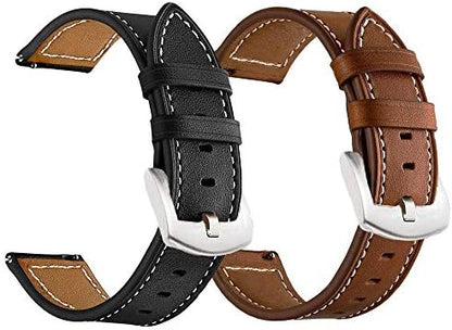 LDFAS Leather Watch Band for Fossil 22mm - 2 Pack Quick Release Strap with Black Buckle