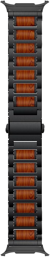 LDFAS Holz-Sandelholz-Metallband für Galaxy Watch Ultra 2 – Premium-Edelstahl-Ersatzband, Schwarz