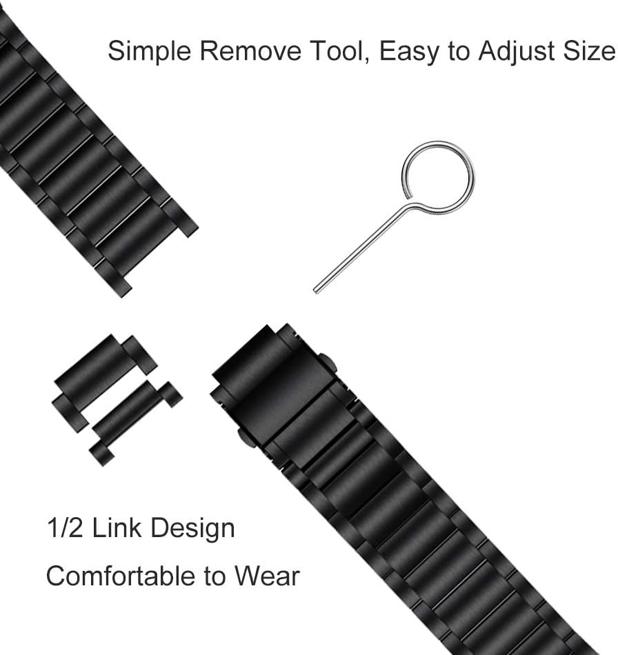 LDFAS Stainless Steel Watch Band for Fossil 22mm - Quick Release Metal Strap with Black Clasp