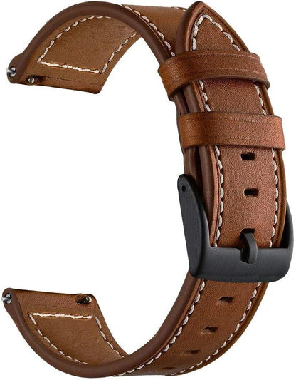 LDFAS Leather Watch Band for Fossil 22mm - 2 Pack Quick Release Strap with Black Buckle