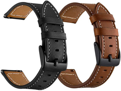 LDFAS Leather Watch Band for Fossil 22mm - 2 Pack Quick Release Strap with Black Buckle