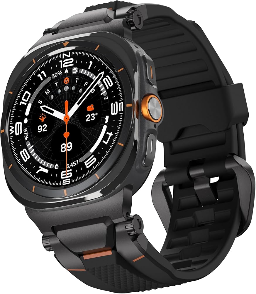 LDFAS Holz-Sandelholz-Metallband für Galaxy Watch Ultra 2 – Premium-Edelstahl-Ersatzband, Schwarz