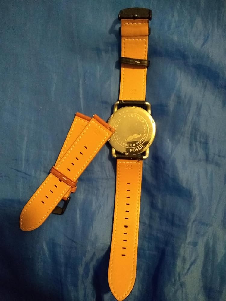 LDFAS Leather Watch Band for Fossil 22mm - 2 Pack Quick Release Strap with Black Buckle