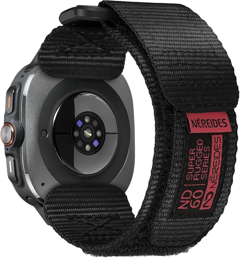 LDFAS Holz-Sandelholz-Metallband für Galaxy Watch Ultra 2 – Premium-Edelstahl-Ersatzband, Schwarz