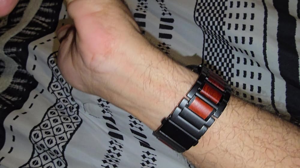 LDFAS Holz-Sandelholz-Metallband für Galaxy Watch Ultra 2 – Premium-Edelstahl-Ersatzband, Schwarz