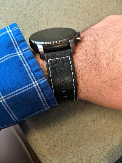 LDFAS Leather Watch Band for Fossil 22mm - 2 Pack Quick Release Strap with Black Buckle