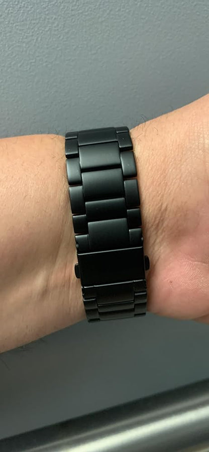 LDFAS Stainless Steel Watch Band for Fossil 22mm - Quick Release Metal Strap with Black Clasp