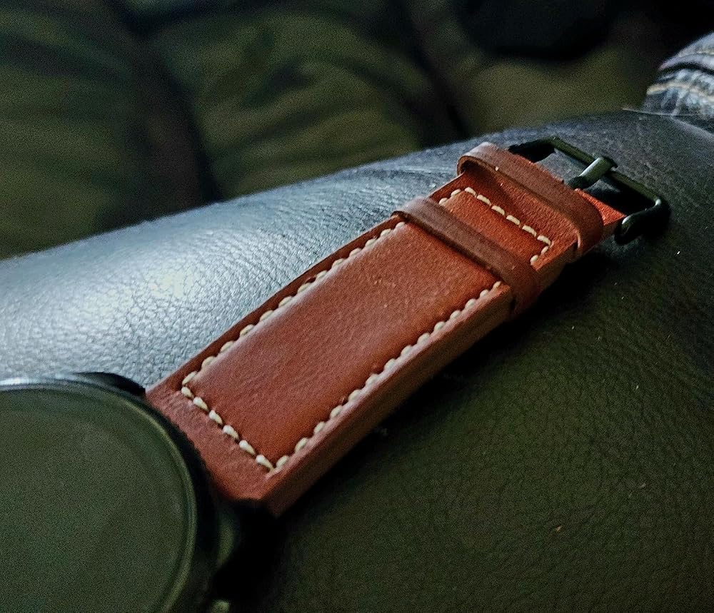 LDFAS Leather Watch Band for Fossil 22mm - 2 Pack Quick Release Strap with Black Buckle