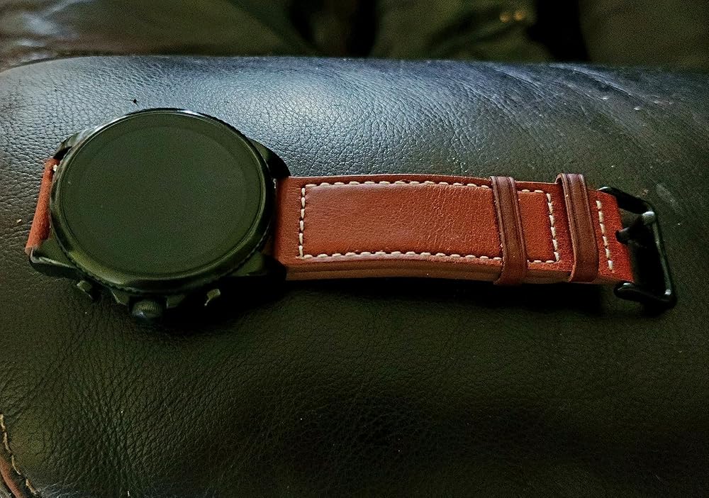 LDFAS Leather Watch Band for Fossil 22mm - 2 Pack Quick Release Strap with Black Buckle