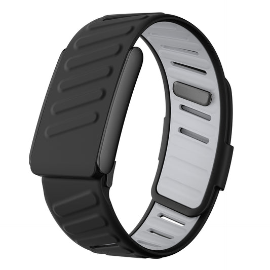 LDFAS silicone sport band for Whoop 5.0 and MG, black with light gray inner lining, Fast Link clasp