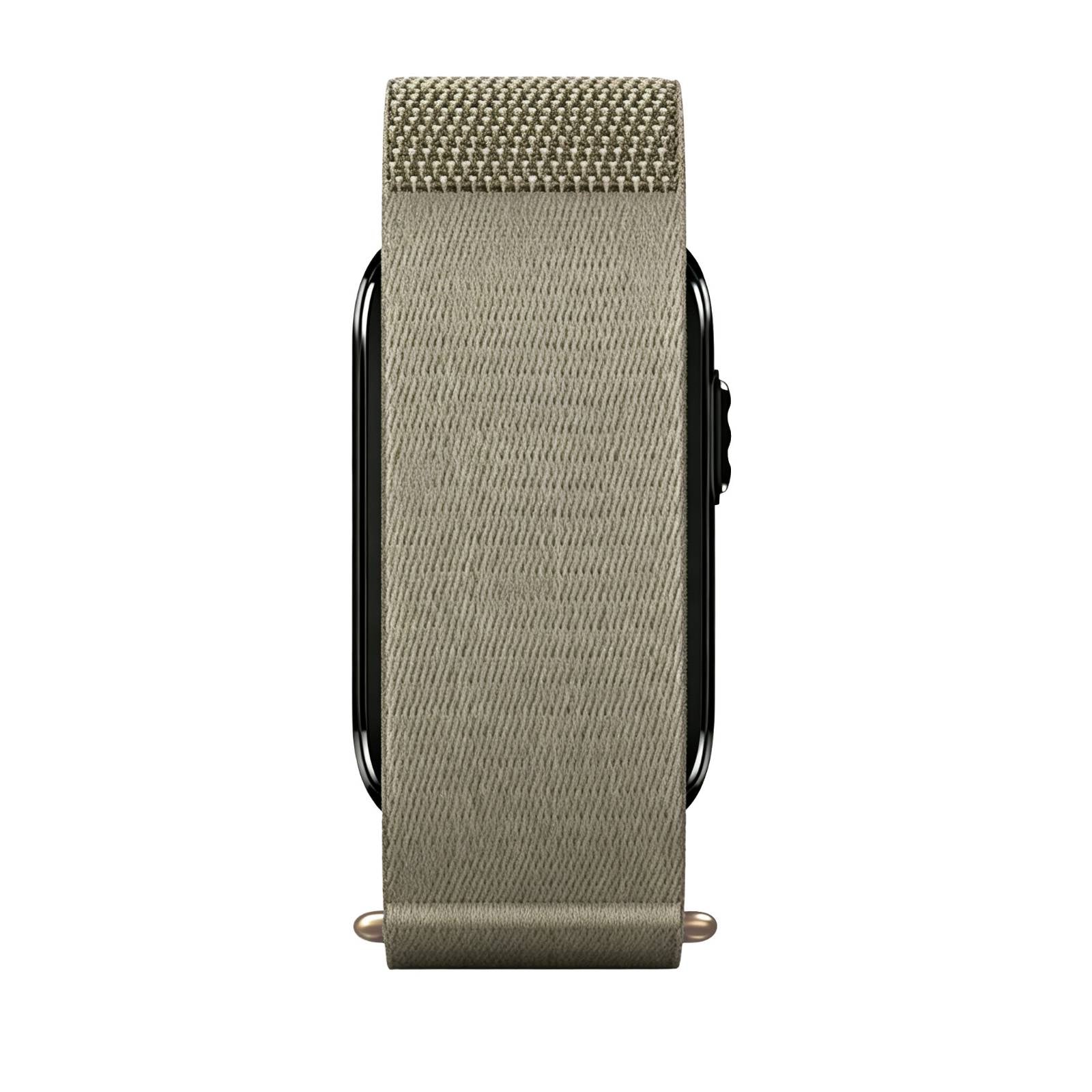 LDFAS Nylon Elastic Band for Garmin Cirqa Smart Band in Sand Beige - front view on device