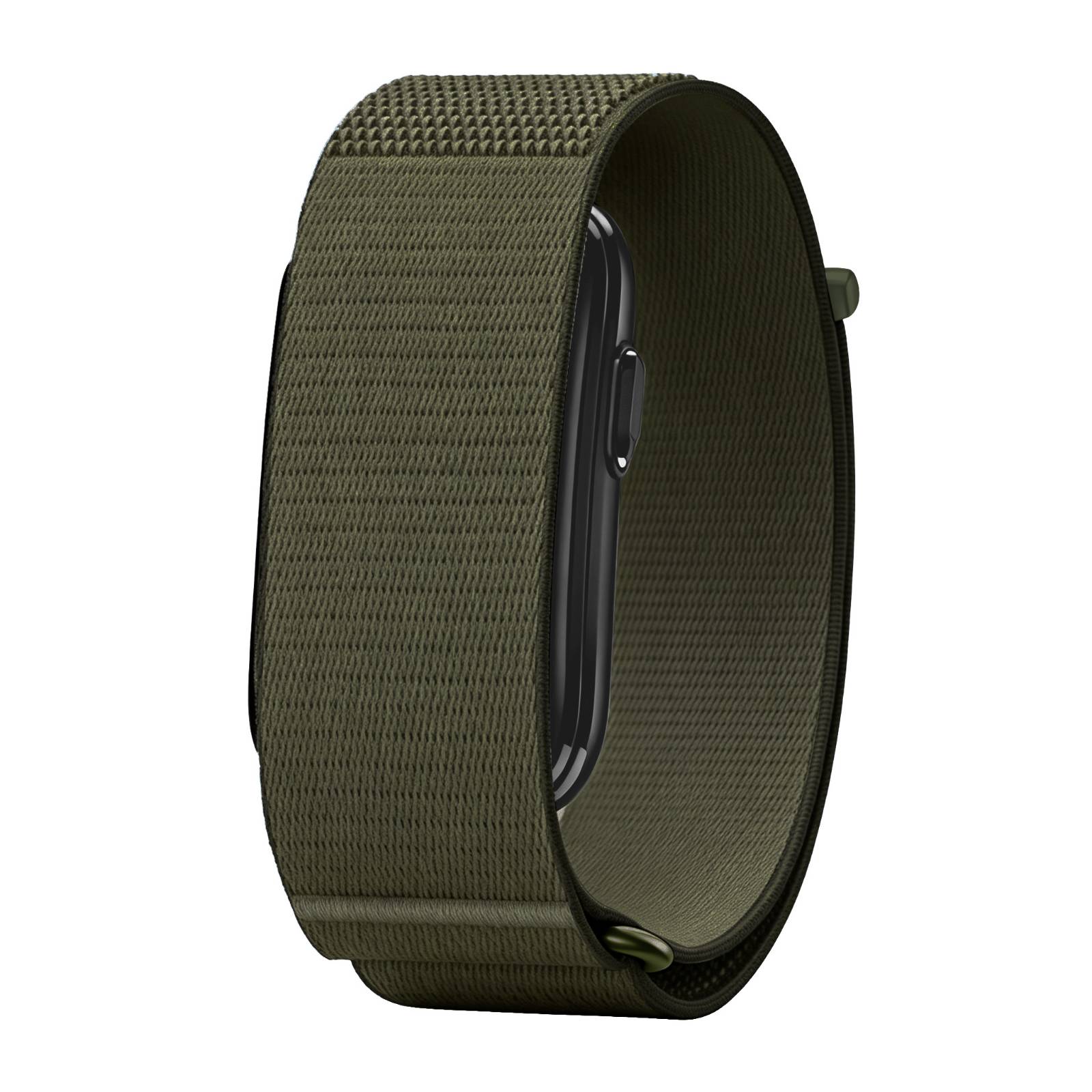 LDFAS Army Green Nylon Elastic Band for Garmin Cirqa Smart Band - side wrist view