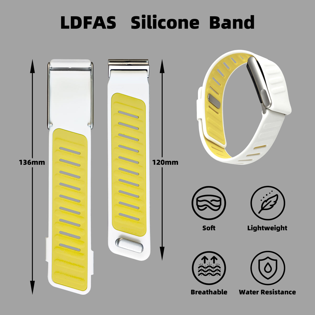 LDFAS Silicone Sport Band for Whoop 5.0 / MG | Black & Light Gray